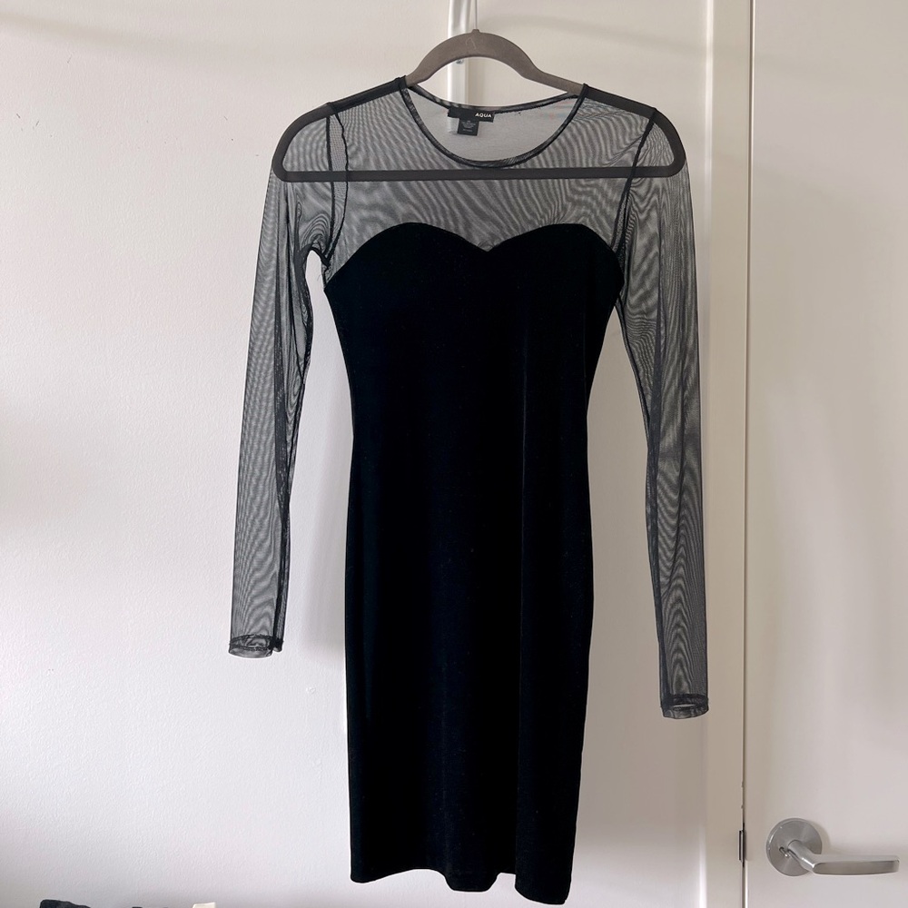 Aqua illusion dress in velvet